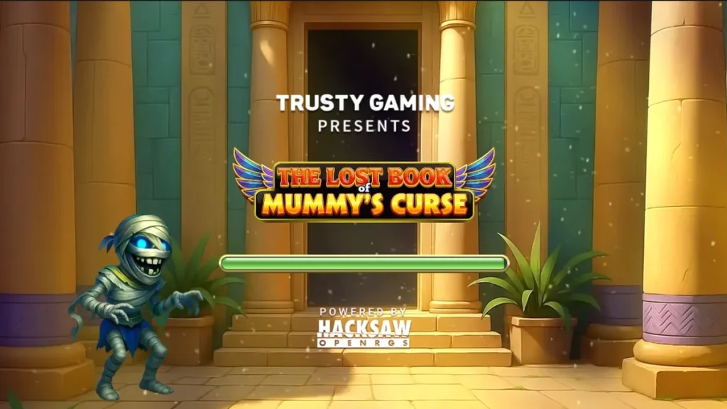 Tampilan visual slot The Lost Book of Mummy’s Curse dengan tema Mesir yang ceria