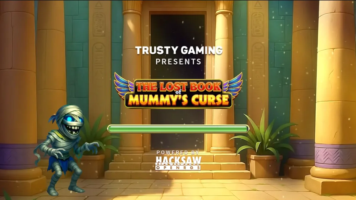 Tampilan visual slot The Lost Book of Mummy’s Curse dengan tema Mesir yang ceria